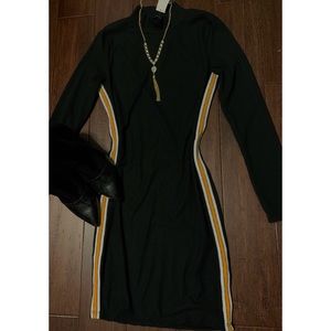 Black Side Stripe Sweater Dress